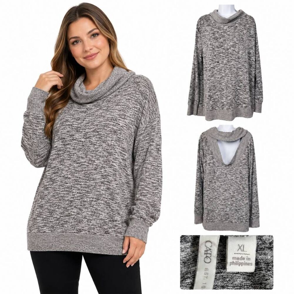 Cato Women’s Gray Marled Knit Sweater XL